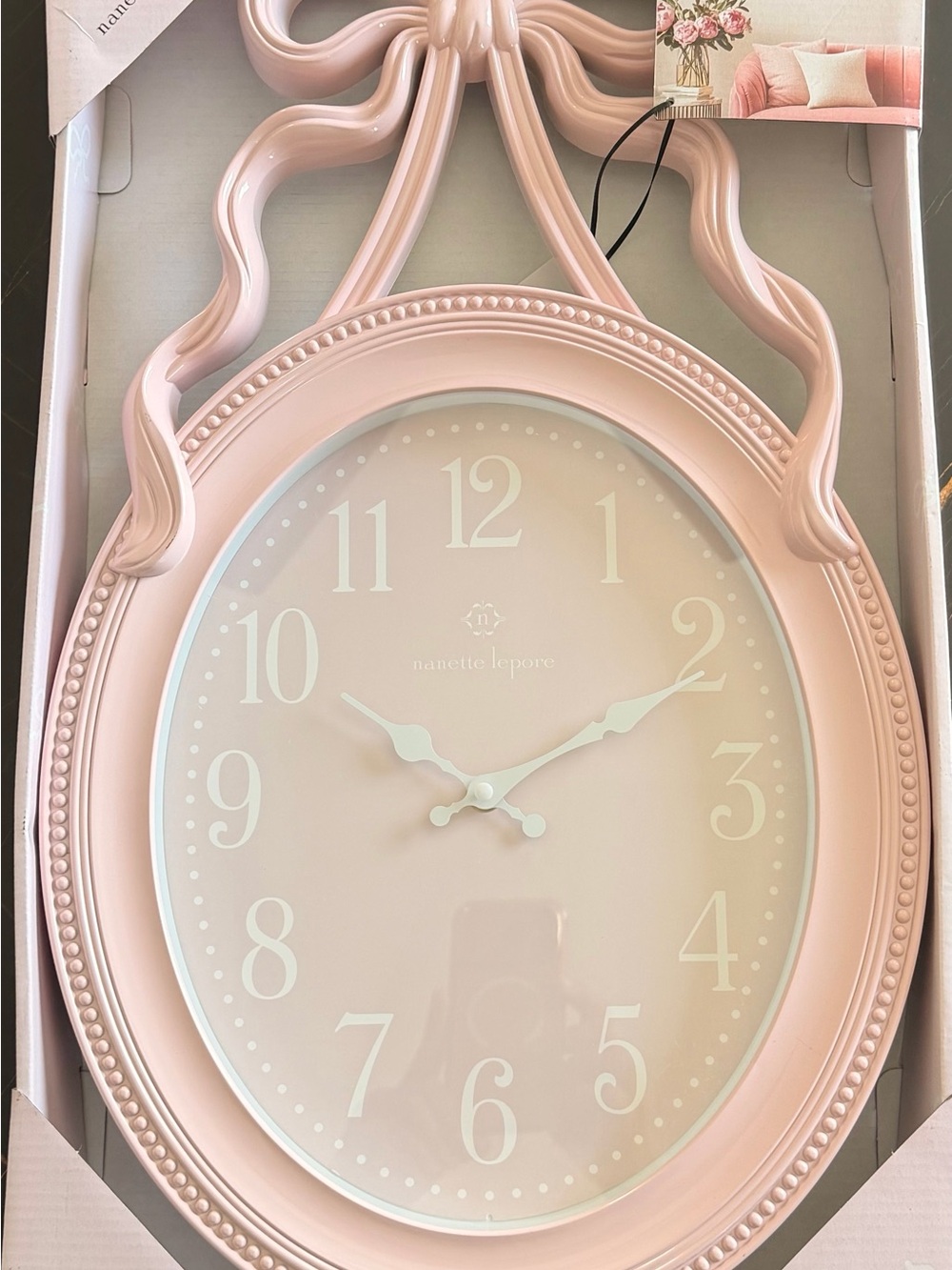 Nanette Lepore Blush Pink Ornate Oval Wall Clock